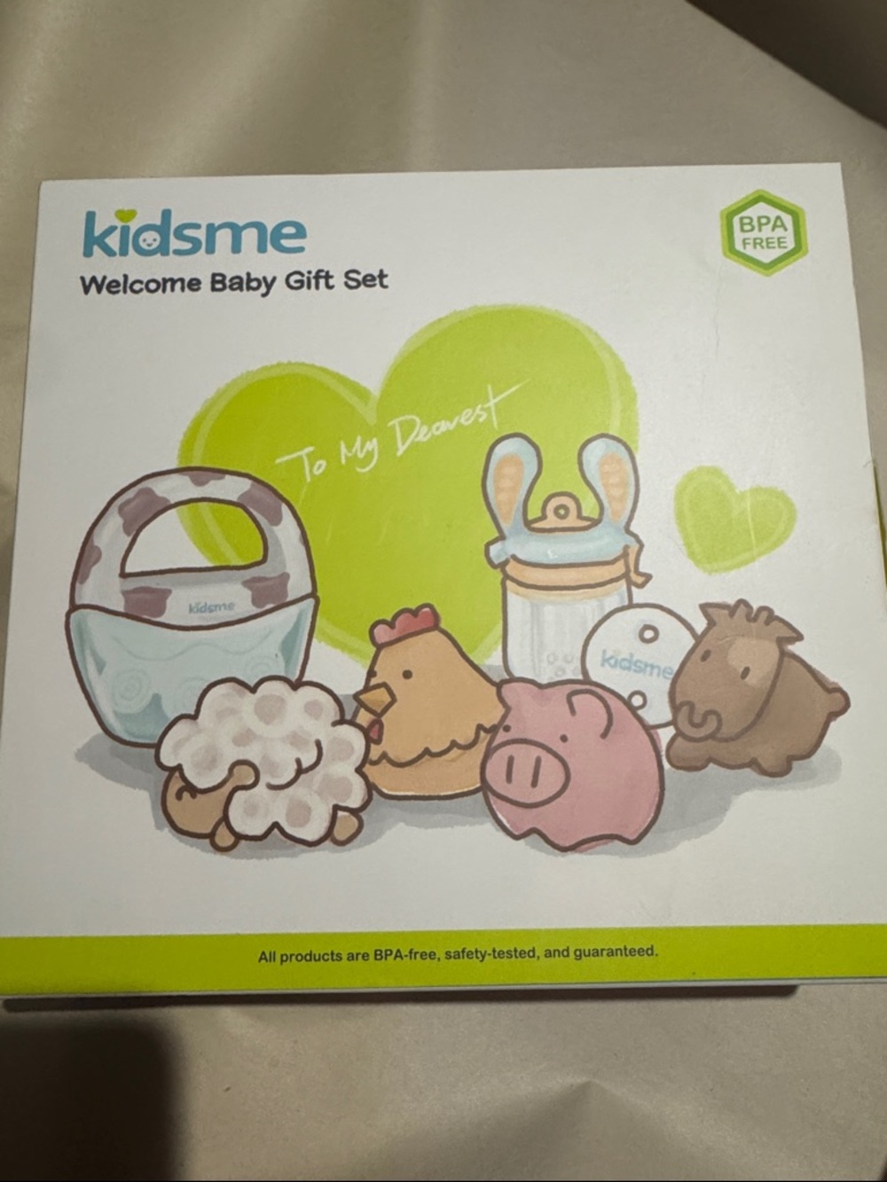 kidsme Baby Gift Set with Farm Animal Bath Toys - Blue & Lime